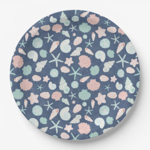 seashells pattern paper plate