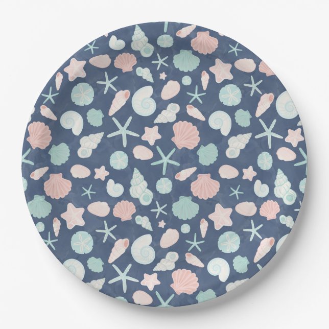 seashells pattern paper plate (Front)