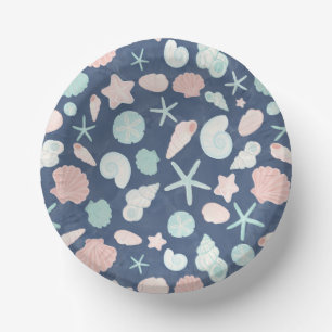 seashells pattern paper plate