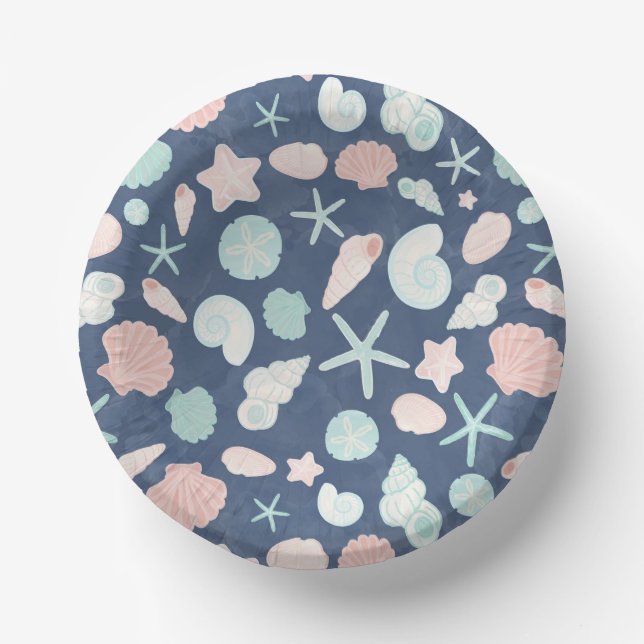 seashells pattern paper plate (Front)