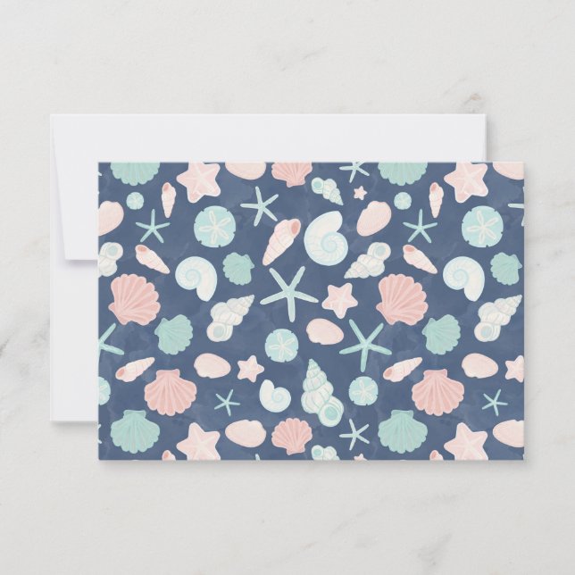 seashells pattern RSVP card (Front)