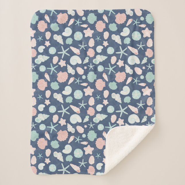 seashells pattern sherpa blanket (Front)
