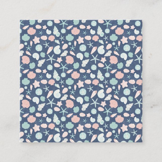 seashells pattern square business card (Front)