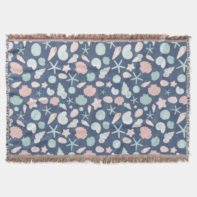 seashells pattern throw blanket (Front)