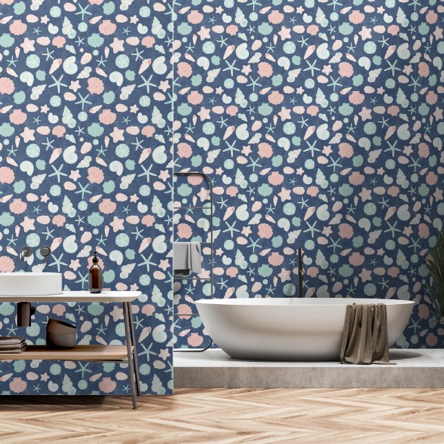 seashells pattern wallpaper (Bathroom)