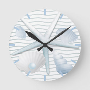 Seashells & Pearls Round Clock