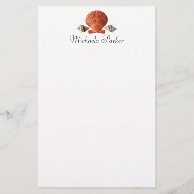 Seashells Personalized Letterhead Stationery (Front)