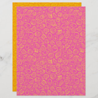Seashells Pink Scrapbook Paper