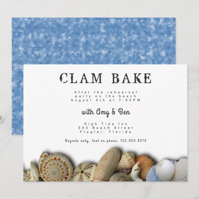 Seashells Rehearsal Dinner Clam Bake Invitatation Invitation (Front/Back)
