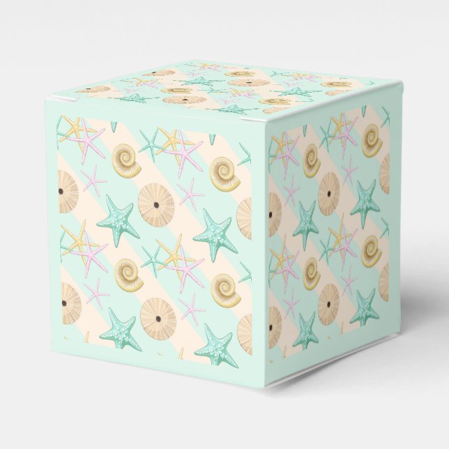 Seashells Retro Pastel Sea Life Favor Box (Front Side)