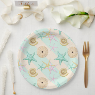 Seashells Retro Pastel Sea Life Paper Plate