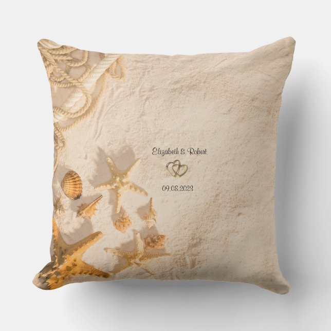 Seashells Rope Sand  Throw Pillow (Front)