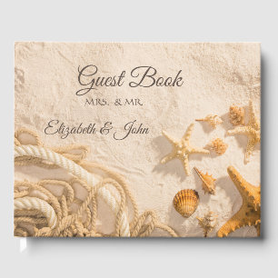 Seashells Rope Sand  Wedding Guest Book