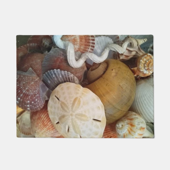 Seashells Sand Dollar Beach Theme Doormat (Front)