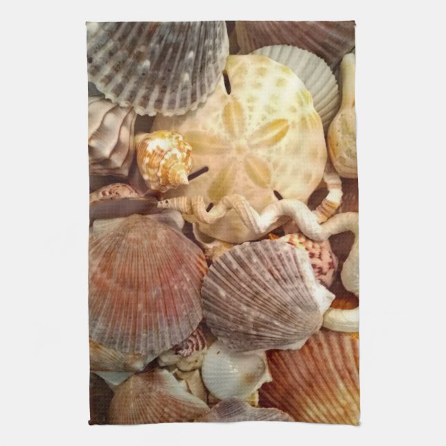 Seashells Sand Dollar Kitchen Towel (Vertical)