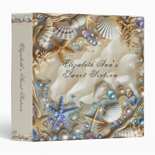 Seashells Sand Pearls Starfish Driftwood Sweet 16 Binder