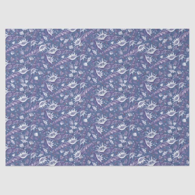 Seashells Sea Shell Nautical Pattern Violet Purple Tissue Paper (Front)