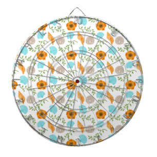Seashells Sea Snail Orange Flower Green Leaves Dartboard