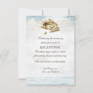 Seashells,Sea,String Lights Script Reception Invitation