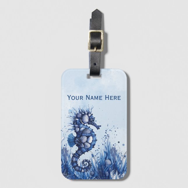 Seashells Seahorse Luggage Tag (Front Vertical)