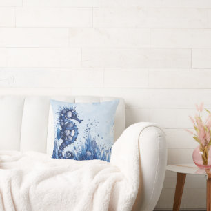 Seashells Seahorse Throw Pillow