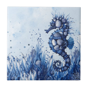 Seashells Seahorse Tile