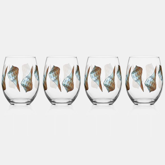 Seashells Stemless Wine Glass (Front)