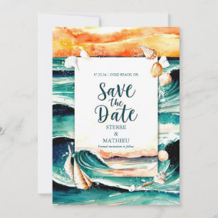 Seashells Summer Beach Wedding Save The Date