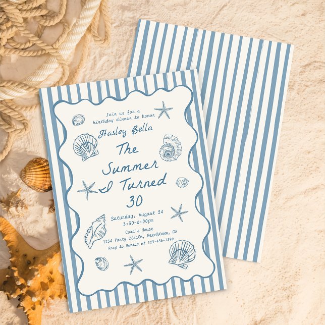 Seashells The Summer I Turned Thirty Birthday Invitation (Creator Uploaded)