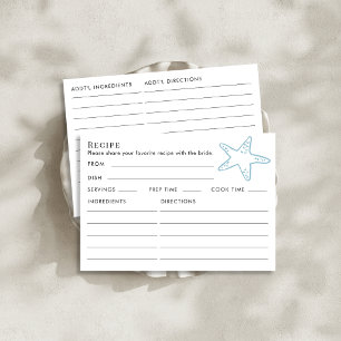 Seashells Themed Recipe For Bride Bridal Shower Enclosure Card