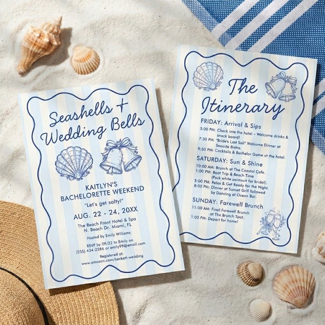 Seashells & Wedding Bells Bachelorette Itinerary Invitation (Creator Uploaded)