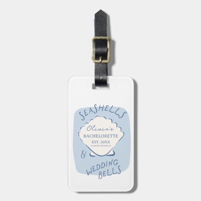 Seashells & Wedding Bells Bachelorette Luggage Tag (Front Vertical)