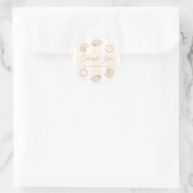 Seashells & Wedding Bells Bridal Shower Classic Round Sticker (Bag)