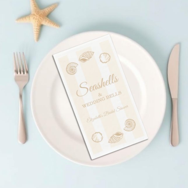 Seashells & Wedding Bells Bridal Shower Napkin (Creator Uploaded)