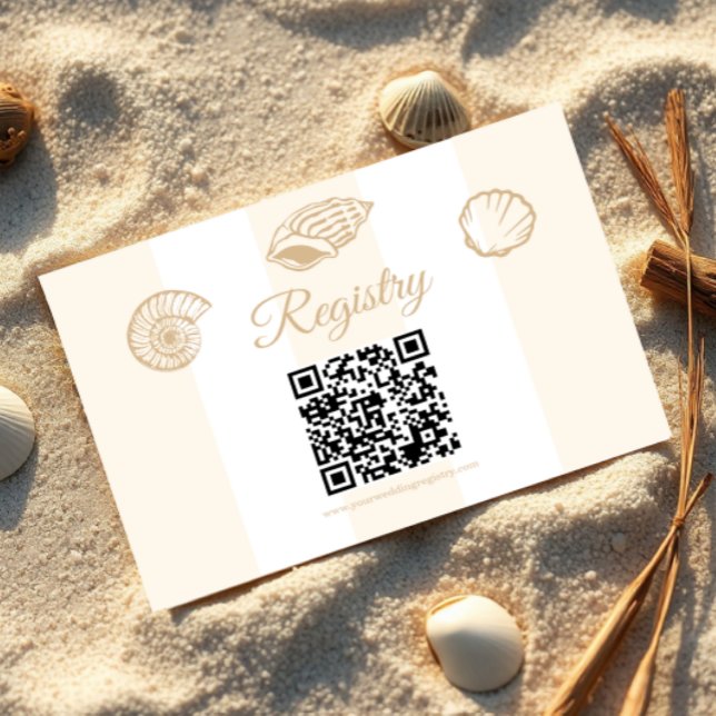 Seashells & Wedding Bells Bridal Shower Registry Enclosure Card (Creator Uploaded)