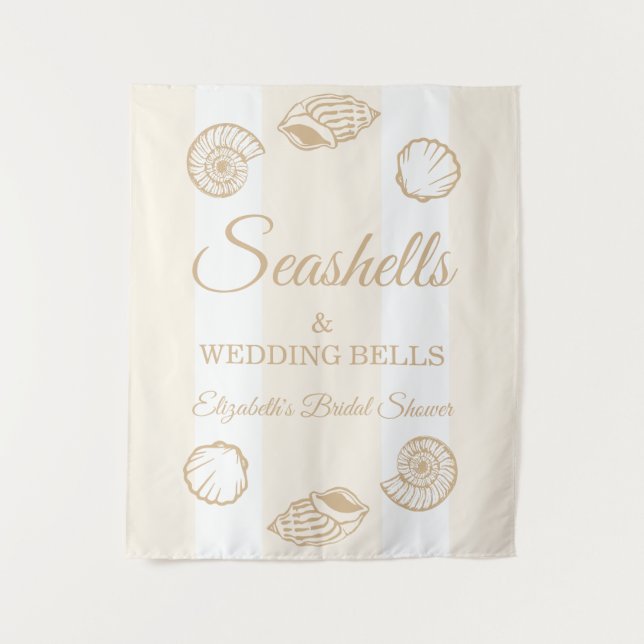 Seashells & Wedding Bells Bridal Shower Tapestry (Front)
