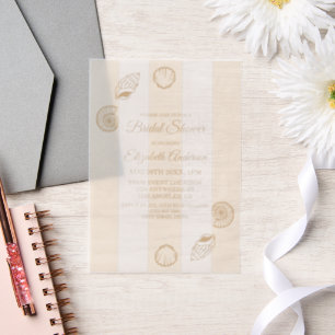 Seashells & Wedding Bells Bridal Shower Vellum Invitations
