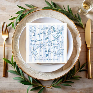 Seashells wedding bells mermaid bachelorette party napkin