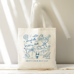 Seashells wedding bells mermaid bridesmaids gifts tote bag<br><div class="desc">Seashells and wedding bells mermaid coastal bachelorette party favours bridesmaids gifts personalized tote bag,  last toast on the coast bridesmaids gifts custom tote bag,  bridal shower favours,  bridal party favours,  hen night favours,  personalized tote bag favours,  wedding favours,  personalized bachelorette party favours,  practical bridesmaids gifts,  beach party favours</div>