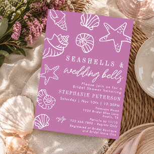 Seashells & Wedding Bells Soft Mauve Bridal Shower Invitation