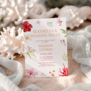 Seashells & Wedding Bells Tropical Bridal Shower Invitation