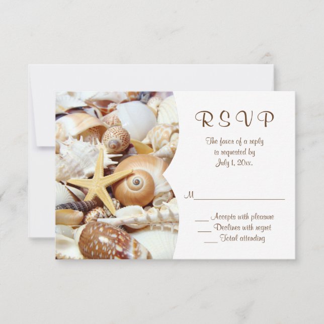Seashells Wedding RSVP Card (Front)