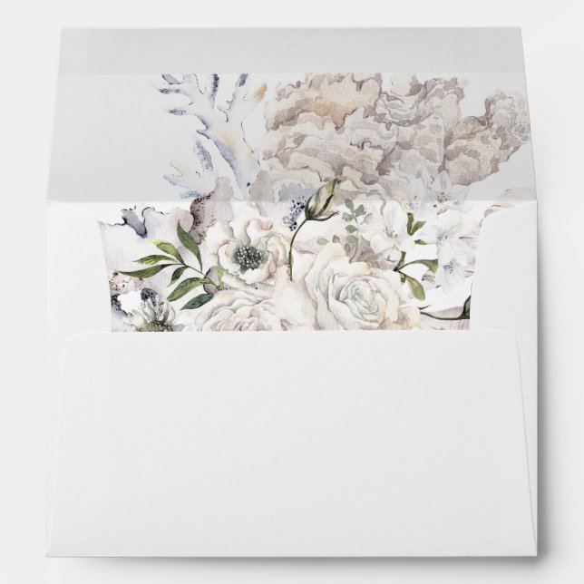 Seashells & White Floral 6 Envelope (Back (Bottom))