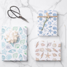 Seashells Wrapping Paper, Seashore Gift Wrap