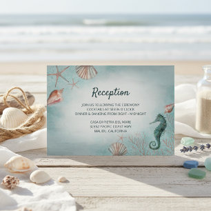 Seashore Beach Blue Nautical Wedding Reception Enclosure Card