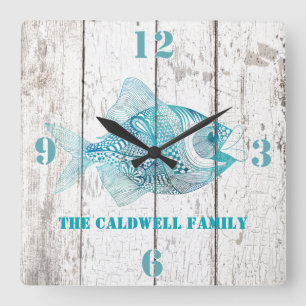 Seashore Beach House Bois Look Wall Horloge