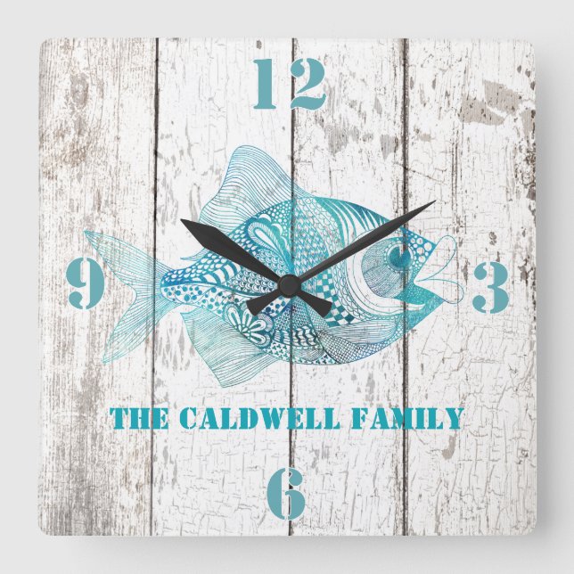 Seashore Beach House Bois Look Wall Horloge (Recto)