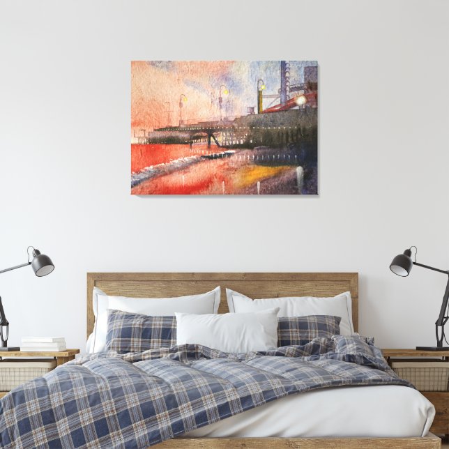 seashore in the light of the setting sun canvas print (Insitu(Bedroom))