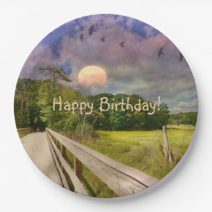 Seashore Marsh Sunset Paper Plate