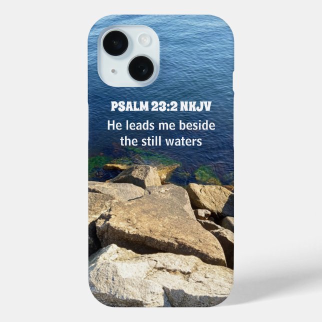 Seashore Photo Beside the Still Waters Bible Verse Case-Mate iPhone Case (Back)